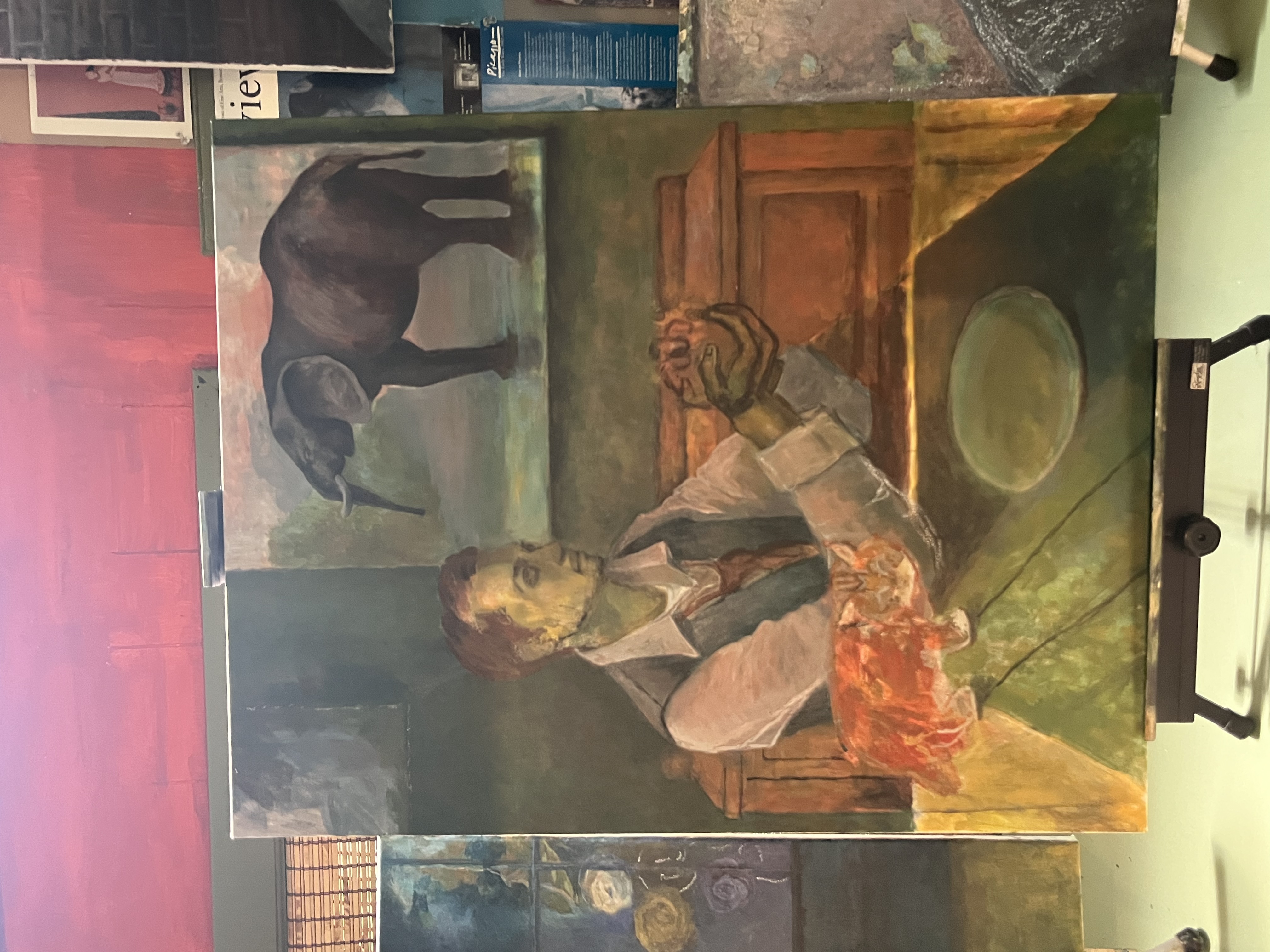 Son peeling an orange — Kip's final painting